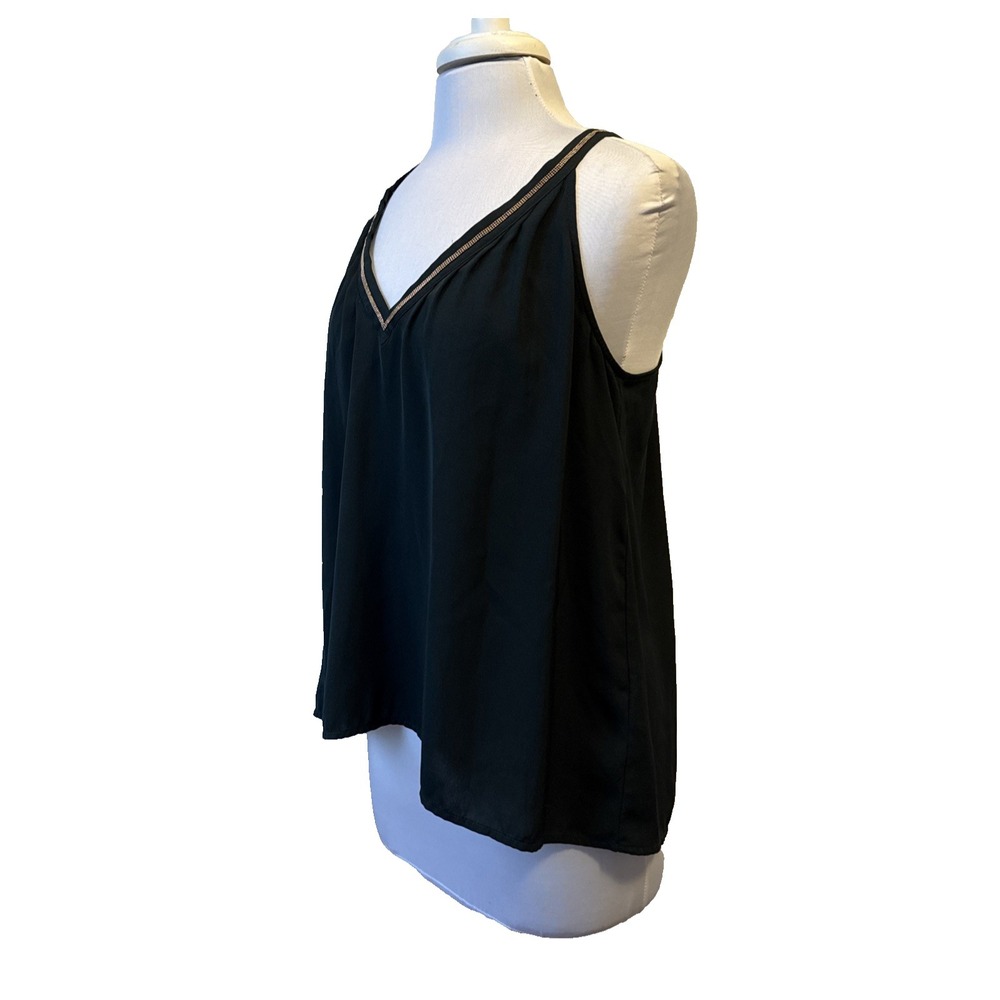 H&M Conscious Green Gold Beaded V Neck Racerback Sleeveless Tank Women's 6 Chic